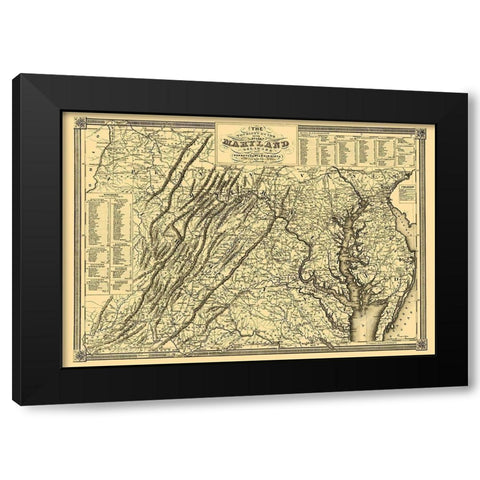 Maryland, Delaware - Lucas 1836 Black Modern Wood Framed Art Print by Lucas