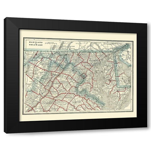 Maryland, Delaware - Rathbun 1893 Black Modern Wood Framed Art Print by Rathbun