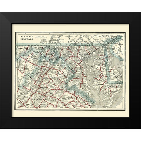 Maryland, Delaware - Rathbun 1893 Black Modern Wood Framed Art Print by Rathbun
