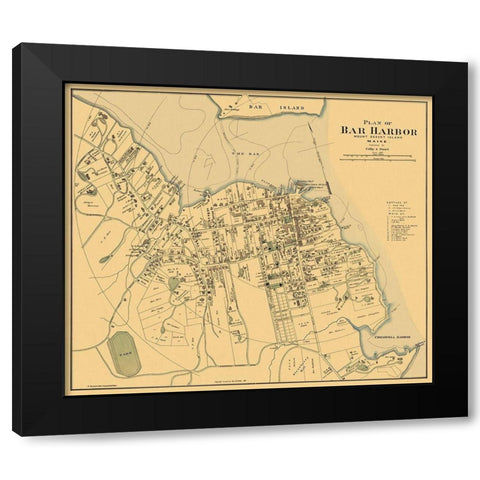 Bar Harbor Maine Landowner - Colby 1887 Black Modern Wood Framed Art Print by Colby