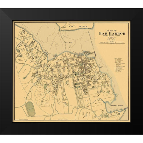 Bar Harbor Maine Landowner - Colby 1887 Black Modern Wood Framed Art Print by Colby