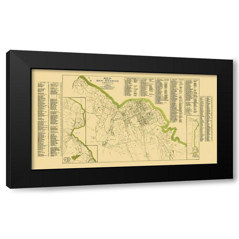 Bar Harbor Maine Landowner Black Modern Wood Framed Art Print by Summer Residents Assoc