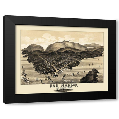 Bar Harbor Mt Desert Island Maine - Morris 1886 Black Modern Wood Framed Art Print by Morris