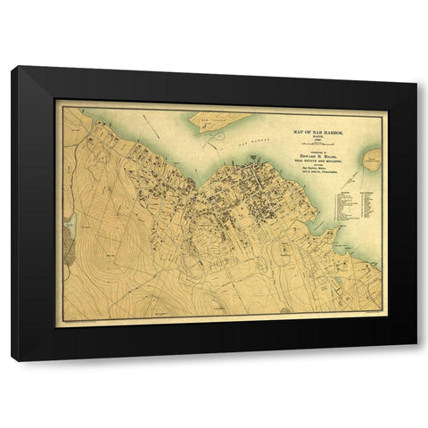 Bar Harbor Maine - Mears 1896  Black Modern Wood Framed Art Print by Mears