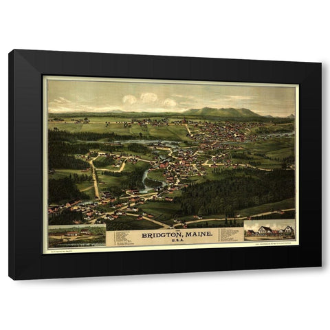 Bridgton Maine - Burleigh 1888  Black Modern Wood Framed Art Print by Burleigh
