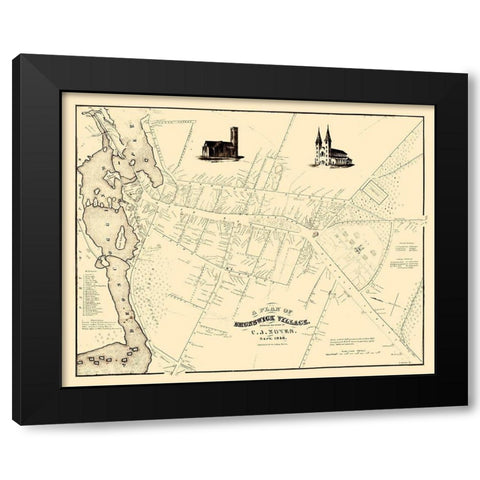 Brunswick Maine - Noyes 1846  Black Modern Wood Framed Art Print with Double Matting by Noyes