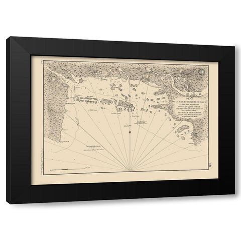 Casco Bay - Southack 1779 Black Modern Wood Framed Art Print by Southack
