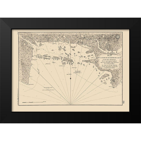 Casco Bay - Southack 1779 Black Modern Wood Framed Art Print by Southack