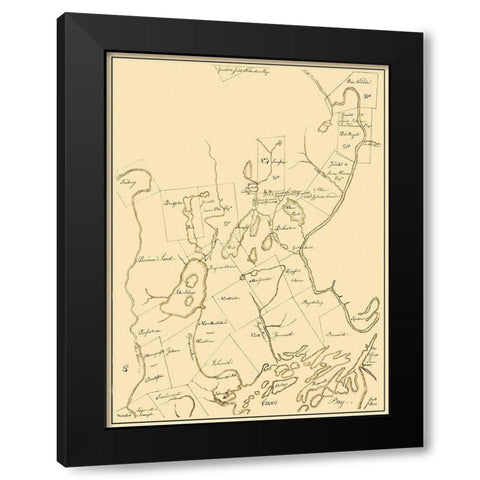 Cumberland Maine Landowner - Greenleaf 1771 Black Modern Wood Framed Art Print with Double Matting by Greenleaf