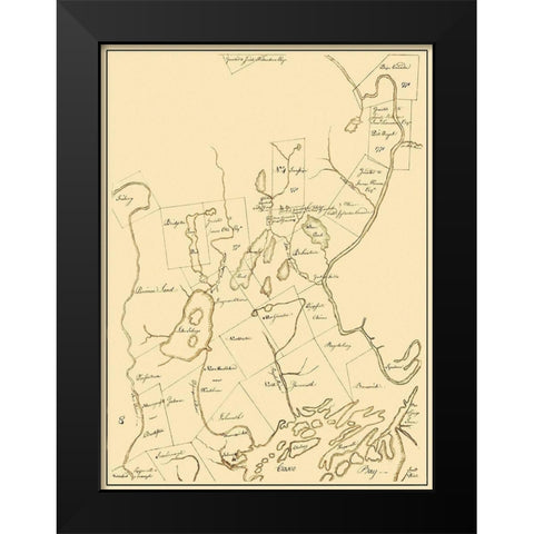 Cumberland Maine Landowner - Greenleaf 1771 Black Modern Wood Framed Art Print by Greenleaf