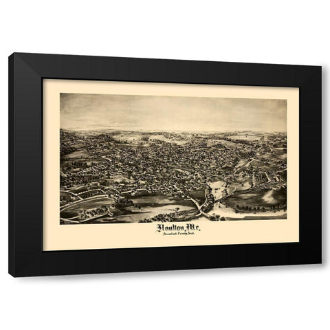 Houlton Maine - Norris 1894  Black Modern Wood Framed Art Print by Norris