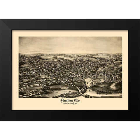 Houlton Maine - Norris 1894  Black Modern Wood Framed Art Print by Norris