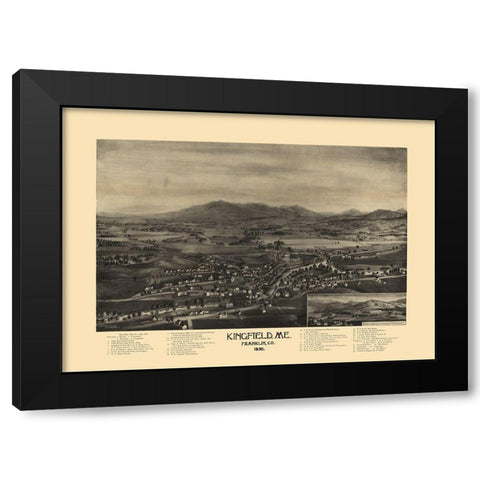 Kingfield Maine - Norris 1895  Black Modern Wood Framed Art Print with Double Matting by Norris