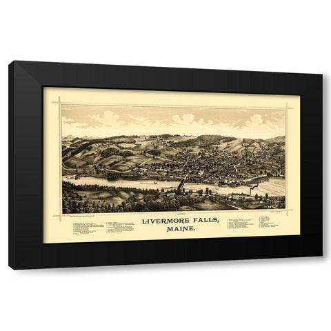 Livermore Falls Maine - Norris 1889  Black Modern Wood Framed Art Print with Double Matting by Norris