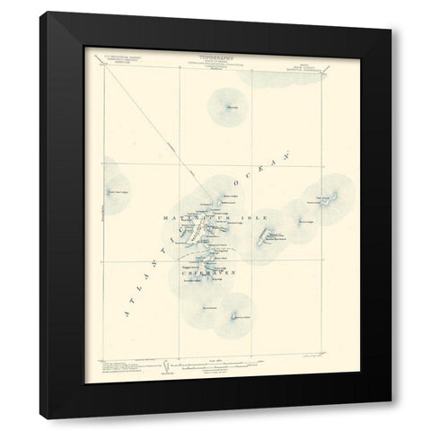 Matinicus Knox County Maine Quad - USGS 1954 Black Modern Wood Framed Art Print by USGS