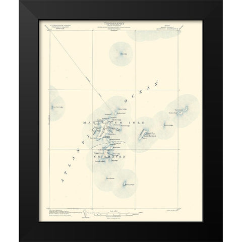 Matinicus Knox County Maine Quad - USGS 1954 Black Modern Wood Framed Art Print by USGS