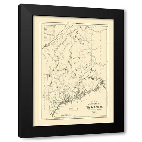 Maine - Colman 1831  Black Modern Wood Framed Art Print by Colman