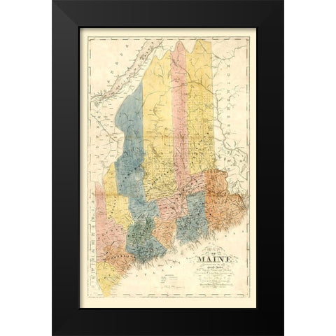 Maine - Colesworthy 1840  Black Modern Wood Framed Art Print by Colesworthy