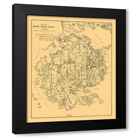 Mount Desert Island Maine - Bunker 1911  Black Modern Wood Framed Art Print by Bunker