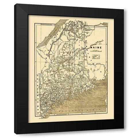 Maine - 1890 Black Modern Wood Framed Art Print by Unknown