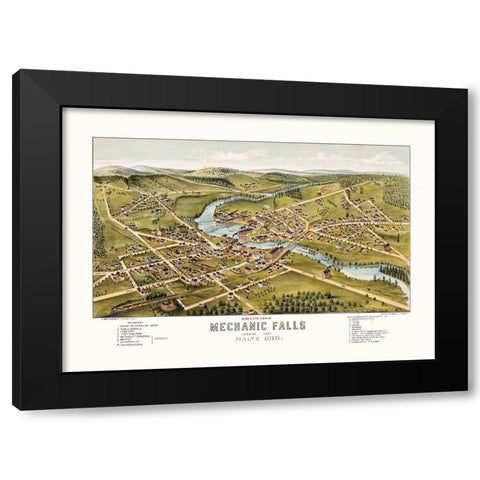 Mechanic Falls Maine - Stoner 1878  Black Modern Wood Framed Art Print with Double Matting by Stoner