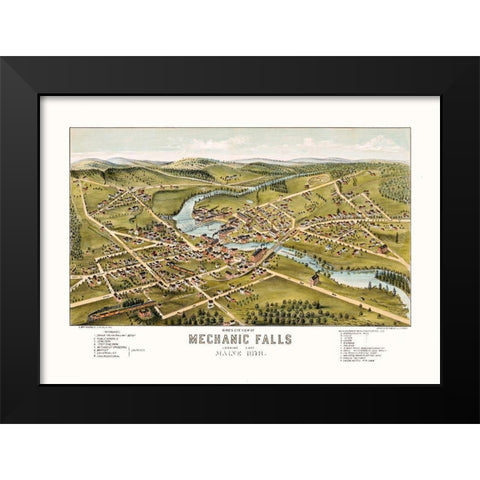 Mechanic Falls Maine - Stoner 1878  Black Modern Wood Framed Art Print by Stoner