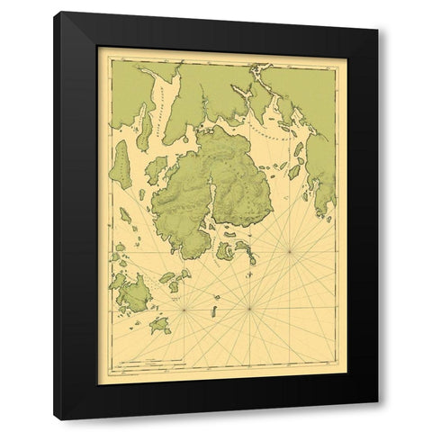 Mount Desert Island Maine - Des Barres 1776 Black Modern Wood Framed Art Print by Des Barres