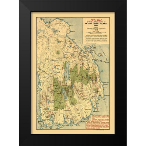 Mount Desert Island Maine - Jaques 1911  Black Modern Wood Framed Art Print by Jaques
