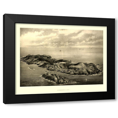 Monhegan Maine - Poole 1896  Black Modern Wood Framed Art Print with Double Matting by Poole