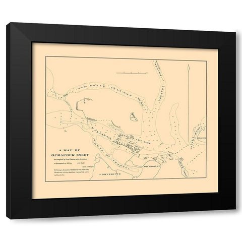 Ocracock Inlet - Swift 1835 Black Modern Wood Framed Art Print by Swift