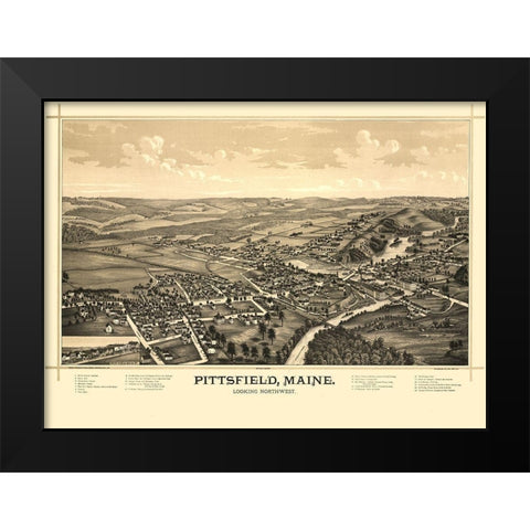 Pittsfield Maine - Norris 1889  Black Modern Wood Framed Art Print by Norris