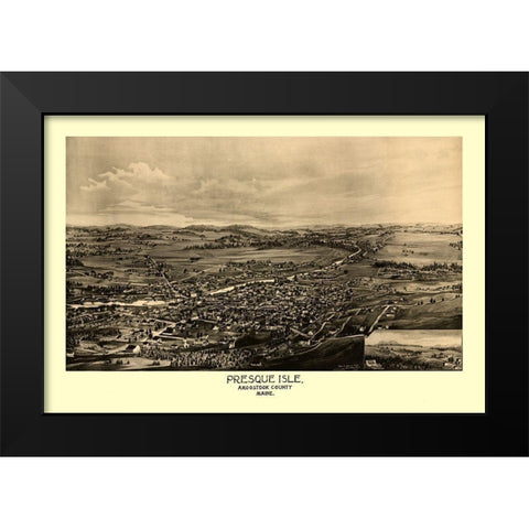 Presque Isle Maine - Norris 1894  Black Modern Wood Framed Art Print by Norris