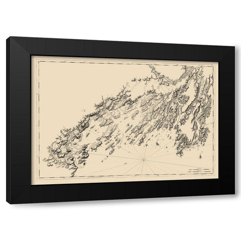 Coast - Des Barres 1776 Black Modern Wood Framed Art Print with Double Matting by Des Barres