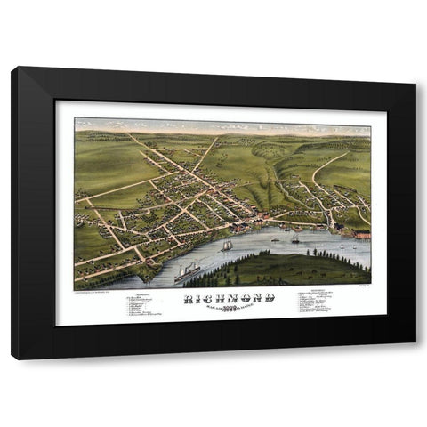 Richmond Maine - Bremner 1878  Black Modern Wood Framed Art Print by Brenner