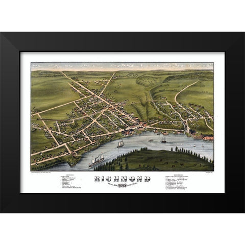 Richmond Maine - Bremner 1878  Black Modern Wood Framed Art Print by Brenner
