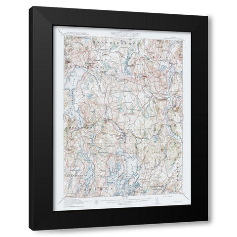 Waldoboro Maine Quad - USGS 1915 Black Modern Wood Framed Art Print with Double Matting by USGS