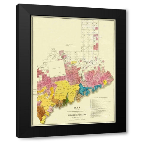 State of Maine Landowner  1st Edition- 1829 Black Modern Wood Framed Art Print by Greenleaf