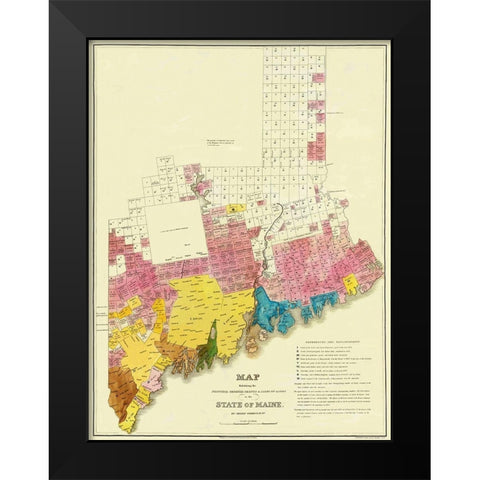 State of Maine Landowner  1st Edition- 1829 Black Modern Wood Framed Art Print by Greenleaf
