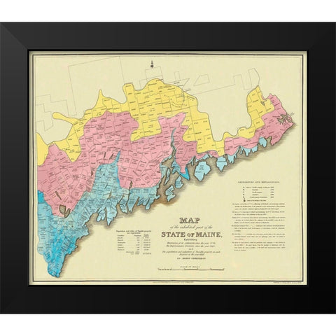 State of Maine Landowner  2nd Edition- 1829 Black Modern Wood Framed Art Print by Greenleaf