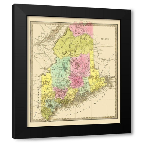 Maine - Greenleaf 1840 Black Modern Wood Framed Art Print by Greenleaf