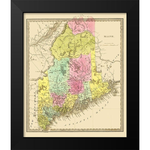 Maine - Greenleaf 1840 Black Modern Wood Framed Art Print by Greenleaf