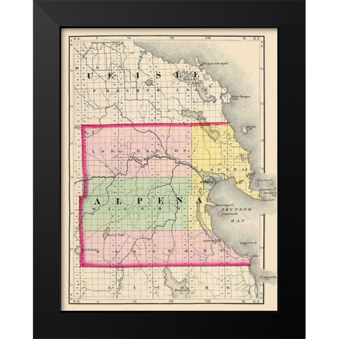 Alpena Michigan - Walling 1873 Black Modern Wood Framed Art Print by Walling