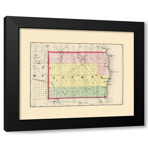 Alcona Michigan - Walling 1873 Black Modern Wood Framed Art Print with Double Matting by Walling