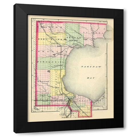 Bay Michigan - Walling 1873 Black Modern Wood Framed Art Print by Walling