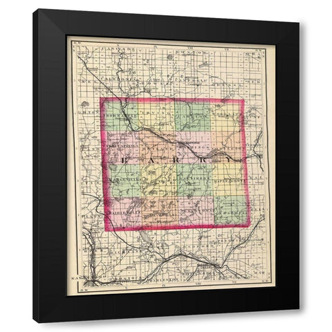 Barry Michigan - Walling 1873 Black Modern Wood Framed Art Print by Walling