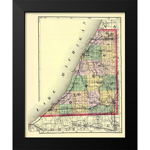 Berrien Michigan - Walling 1873 Black Modern Wood Framed Art Print by Walling