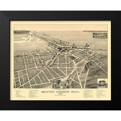 Benton Harbor Michigan - Pauli 1889  Black Modern Wood Framed Art Print by Pauli