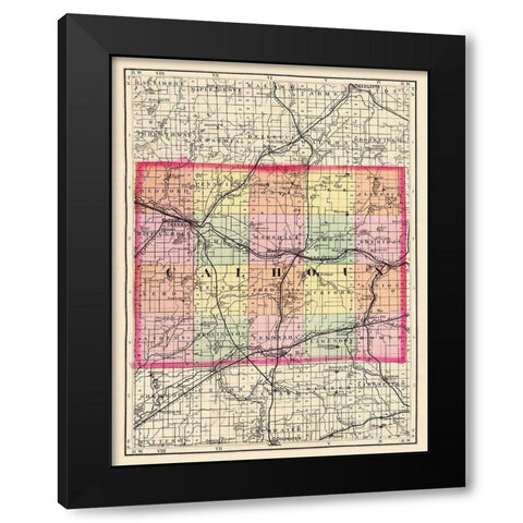 Calhoun Michigan - Walling 1873 Black Modern Wood Framed Art Print with Double Matting by Walling