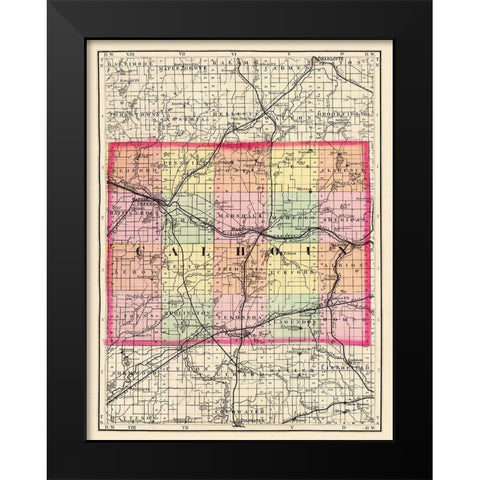 Calhoun Michigan - Walling 1873 Black Modern Wood Framed Art Print by Walling