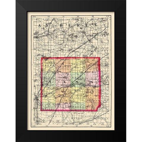Cass Michigan - Walling 1873 Black Modern Wood Framed Art Print by Walling